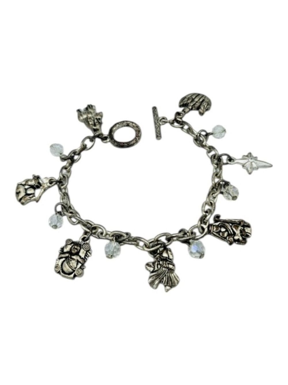 Nativity Charm Bracelet Christmas Vintage Silver Size 7.5”